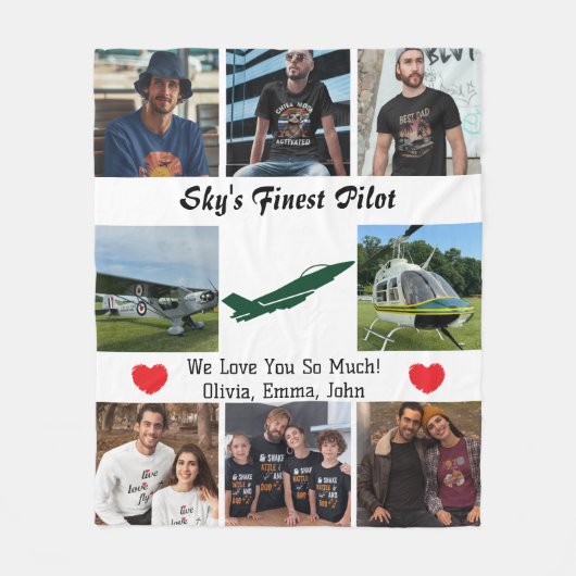 Couverture Polaire 'Le meilleur pilote du ciel', Avion, Collage photo (Devant)