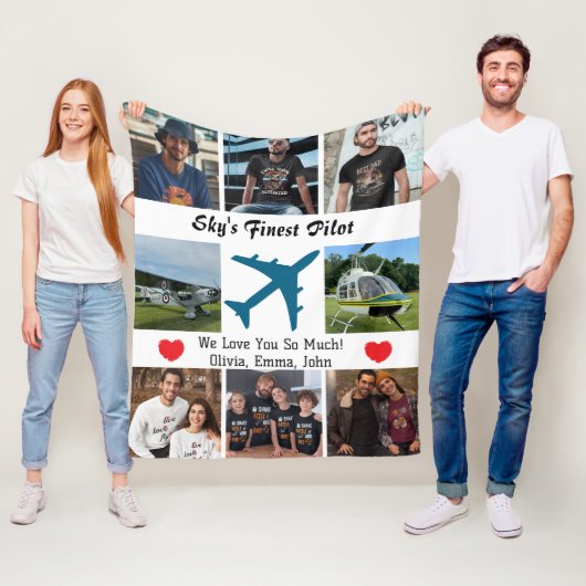 Couverture Polaire 'Le meilleur pilote du ciel', Avion, Collage photo (En situation)