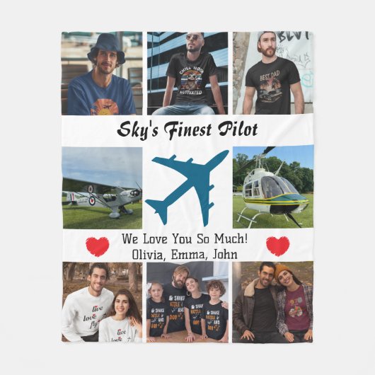 Couverture Polaire 'Le meilleur pilote du ciel', Avion, Collage photo (Devant)