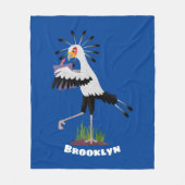 Couverture Polaire Le mignon secrétaire oiseau écrire des notes dessi (Devant)