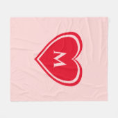 Couverture Polaire Le Monogramme du Coeur Rouge rose tendance Valenti (Devant (Horizontal))
