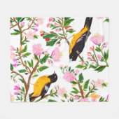 Couverture Polaire Le motif est avec des oiseaux et des fleurs. Il es (Devant (Horizontal))