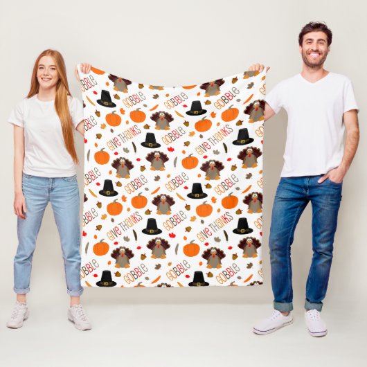 Couverture Polaire Le motif mignon de thanksgiving avalent donnent (En situation)