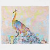 Couverture Polaire Le paon majestueux sur une clôture - Art abstrait (Devant (Horizontal))