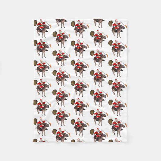 Couverture Polaire Le Père Noël aime les ânes (Devant)