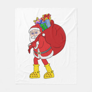 Couverture Polaire Le Père Noël porte de grosses bottes jaunes