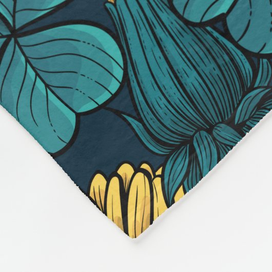 Couverture Polaire Le pré en jaune et bleu (Coin)