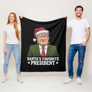Couverture Polaire Le président préféré du Père Noël drôle Trump Noël
