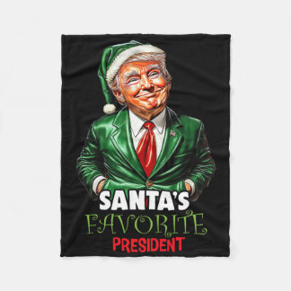 Couverture Polaire Le président préféré du Père Noël drôle Trump Noël