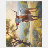 Couverture Polaire Le printemps Texas longhorn dans un champ (Devant)
