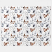 Couverture Polaire Le renard des bois et le feuillage gris et argenté (Devant (Horizontal))