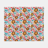 Couverture Polaire le rétro lion mignon badine l'illustration (Devant (Horizontal))