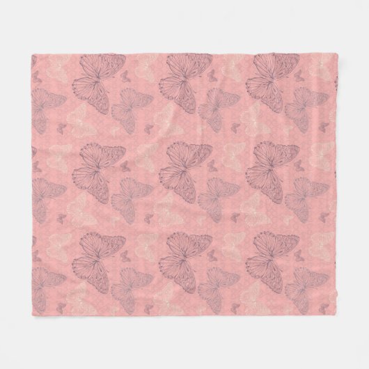 Couverture Polaire Le rose de papillon (Devant (Horizontal))