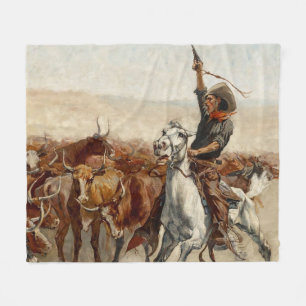 Couverture Polaire Le Roundup Western Art par Frederic Remington
