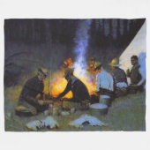 Couverture Polaire Le souper des chasseurs Frederic Remington Rustiqu (Devant (Horizontal))