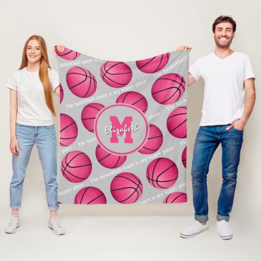 Couverture Polaire Le terrain de basket est mon joyeux endroit rose (En situation)