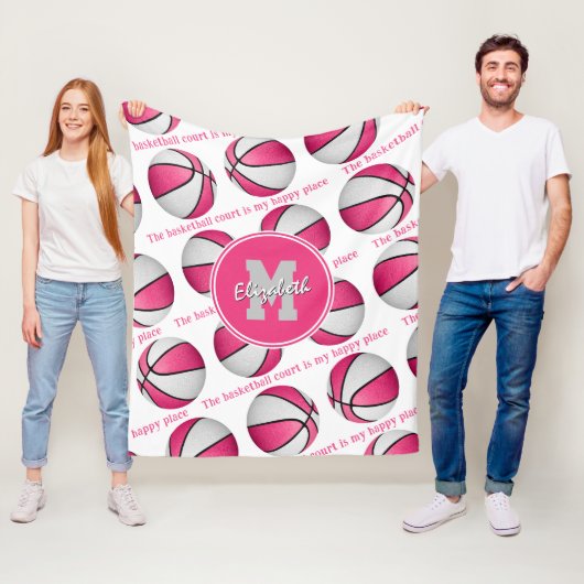 Couverture Polaire Le terrain de basket est mon joyeux endroit rose (En situation)