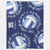 Couverture Polaire Le terrain de volley-ball bleu blanc est mon endro (Devant)