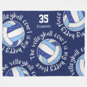 Couverture Polaire Le terrain de volley-ball bleu blanc est mon endro (Devant (Horizontal))