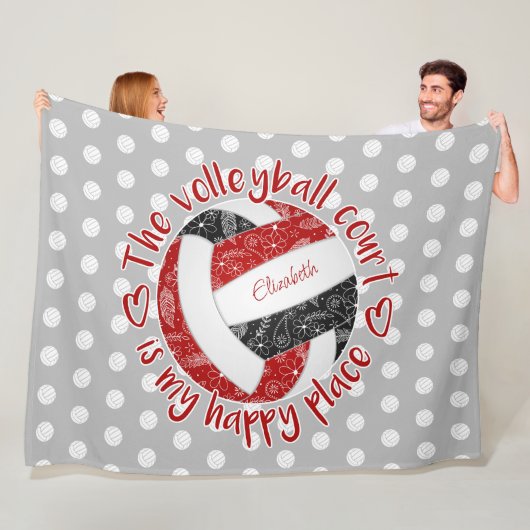 Couverture Polaire le terrain de volley-ball rouge noir est mon endro (En situation)