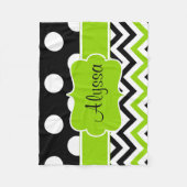 Couverture Polaire Le vert noir pointille le monogramme de Chevron (Devant)
