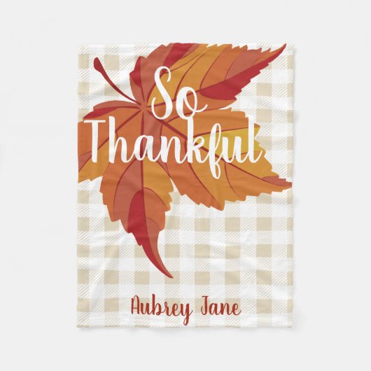 Couverture Polaire Leaf d'automne et le premier Thanksgiving du bébé (Devant)