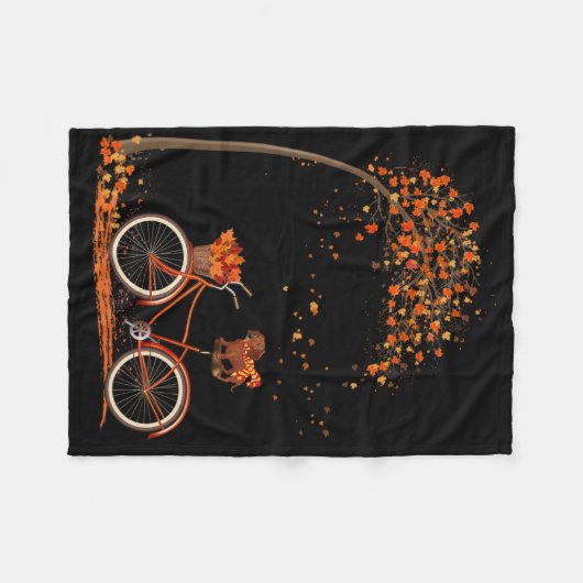Couverture Polaire Leaf de chien Automne Cyclisme d'automne amusant D (Devant (Horizontal))
