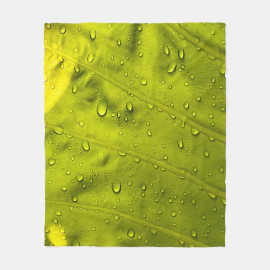 Couverture Polaire L'eau chute sur la feuille verte (Devant)