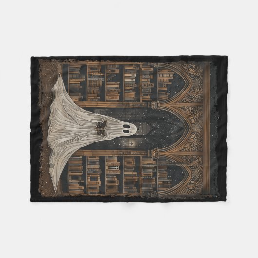 Couverture Polaire Lecture Ghost Library Halloween Librairie Livre Lo (Devant (Horizontal))