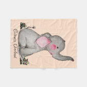Couverture Polaire L'éléphant mignon de bébé d'aquarelle avec (Devant (Horizontal))