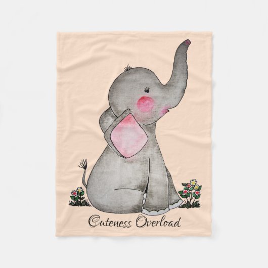 Couverture Polaire L'éléphant mignon de bébé d'aquarelle avec (Devant)