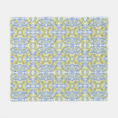 Couverture Polaire Lemon Citrus Blue Mediterranean Tile Pattern (Devant (Horizontal))