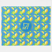 Couverture Polaire Lemon Tree Azure Blue Newlyweds Monorgammed (Devant (Horizontal))