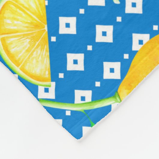 Couverture Polaire Lemon Tree Azure Blue Newlyweds Monorgammed (Coin)