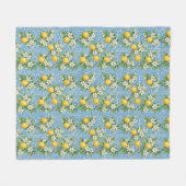 Couverture Polaire Lemon Watercolor Blue Mediterranean Tile Pattern (Devant (Horizontal))