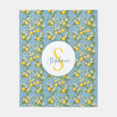 Couverture Polaire Lemon Watercolor Blue Tile Pattern Personalized (Devant)