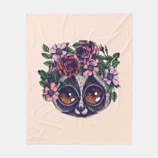 Couverture Polaire Lémur floral doux (Devant)