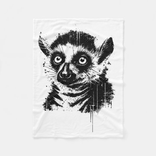 Couverture Polaire Lemur Ink Art Jungle Madaga Wildlife Rtrait Nge (Devant)