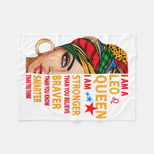 Couverture Polaire Leo queen Je suis plus fort drôle cadeau d'anniver (Devant (Horizontal))