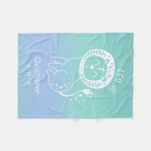 Couverture Polaire Leo Zodiac Star Nom personnalisé Date de naissance (Devant (Horizontal))