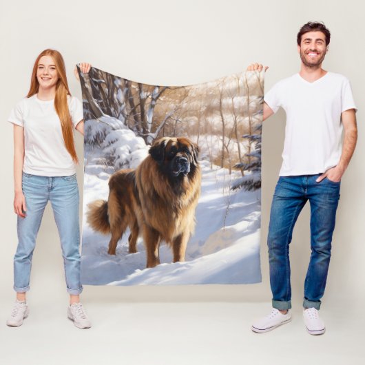 Couverture Polaire Leonberger Laissez-le neiger Noël (En situation)