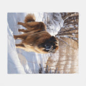 Couverture Polaire Leonberger Laissez-le neiger Noël (Devant (Horizontal))