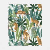 Couverture Polaire Léopard Brown dans une jungle tropicale luxuriante (Devant)