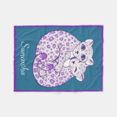 Couverture Polaire Léopard de neige CUB caressant le nom fait sur (Devant (Horizontal))