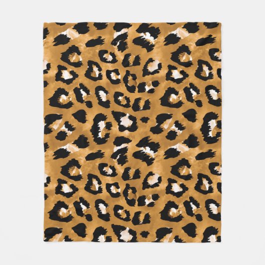 Couverture Polaire léopard de peau d'animal : motif d'aquarelle. (Devant)