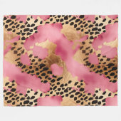Couverture Polaire Léopard doré rose (Devant (Horizontal))