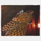 Couverture Polaire Leopard du coucher de soleil (Devant (Horizontal))