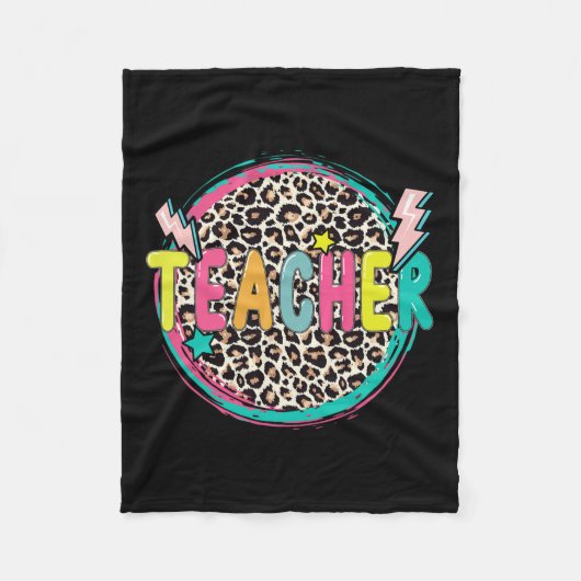 Couverture Polaire Leopard Enseignant Heureux Premier Jour De L'Ensei (Devant)