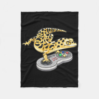 Couverture Polaire Leopard Gecko Playing Video Game Lizard Reptiles G