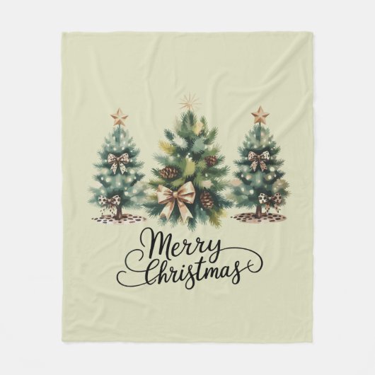 Couverture Polaire Leopard Merry Christmas Tree Coquette Bow Xmas (Devant)